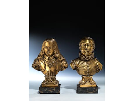 Paar vergoldete Bronzebüsten einer berühmten Serie 